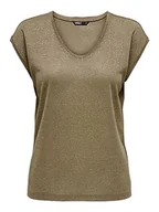 Koszulki i topy damskie - ONLY Onlsilvery S/S V Neck Lurex Top JRS Noos T-shirt damski, Falcon/Detail:tone in Tone Lurex, M - miniaturka - grafika 1