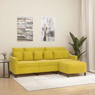 Sofy i kanapy - vidaXL 3-osobowa sofa z podnóżkiem, żółta, 180 cm, aksamit - miniaturka - grafika 1