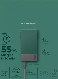 Power bank Powertec GP 20000 mAh 22,5 W - green - Powerbanki - miniaturka - grafika 3