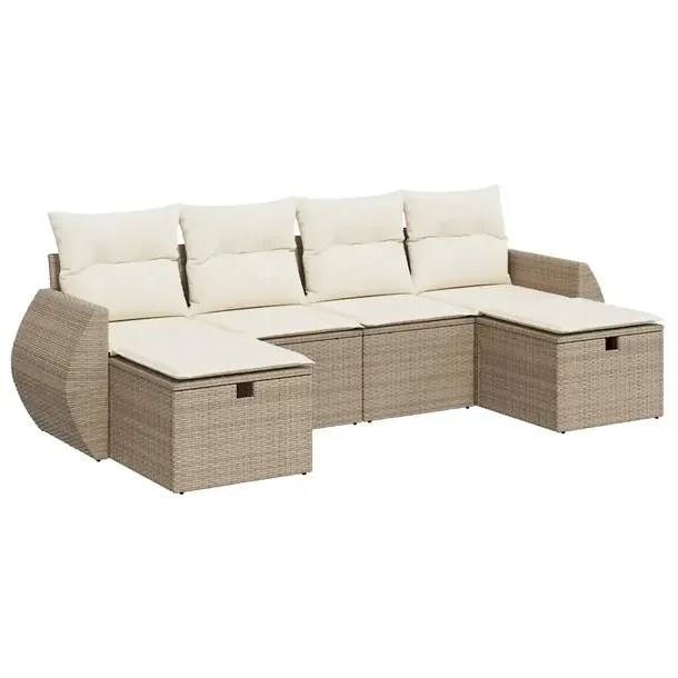 Zestaw mebli ogrodowych z rattanem PE, beżowy, wymiary: 71 x 62 x 69 cm
