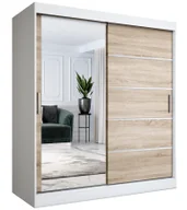 Szafy - Szafa przesuwna do pokoju 180 cm biel + dąb sonoma T1-W54 - miniaturka - grafika 1