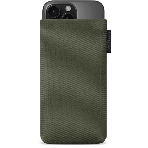 Adore June Etui na telefon komórkowy Classic z recyklingu, oliwkowo-zielone, kompatybilne z iPhone 16 Pro 2024, nowoczesne, ekologiczne materiały R-PES, wyprodukowano w Europie