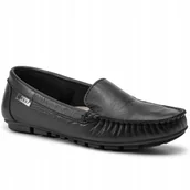 Mokasyny damskie - Nessi 17130 czarne mokasyny damskie skóra - miniaturka - grafika 1