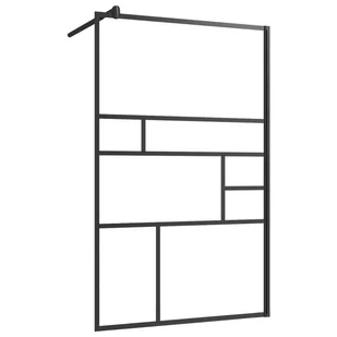 vidaXL Ścianka prysznicowa przezroczyste szkło ESG 100x195cm czarna 150754 - Ścianki i drzwi prysznicowe - miniaturka - grafika 1
