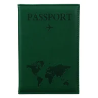 Etui na dokumenty i karty - ETUI NA PASZPORT OKŁADKA NA DOKUMENTY PODRÓŻNE KARTY KREDYTOWE ZIELONY - miniaturka - grafika 1