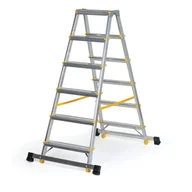 Pozostałe wyposażenie warsztatu - Aluminiowe stopnie dwustronne ALVE EUROSTYL ze stabilizatorem, 2x6 stopni, wysokość 1,26 m - miniaturka - grafika 1