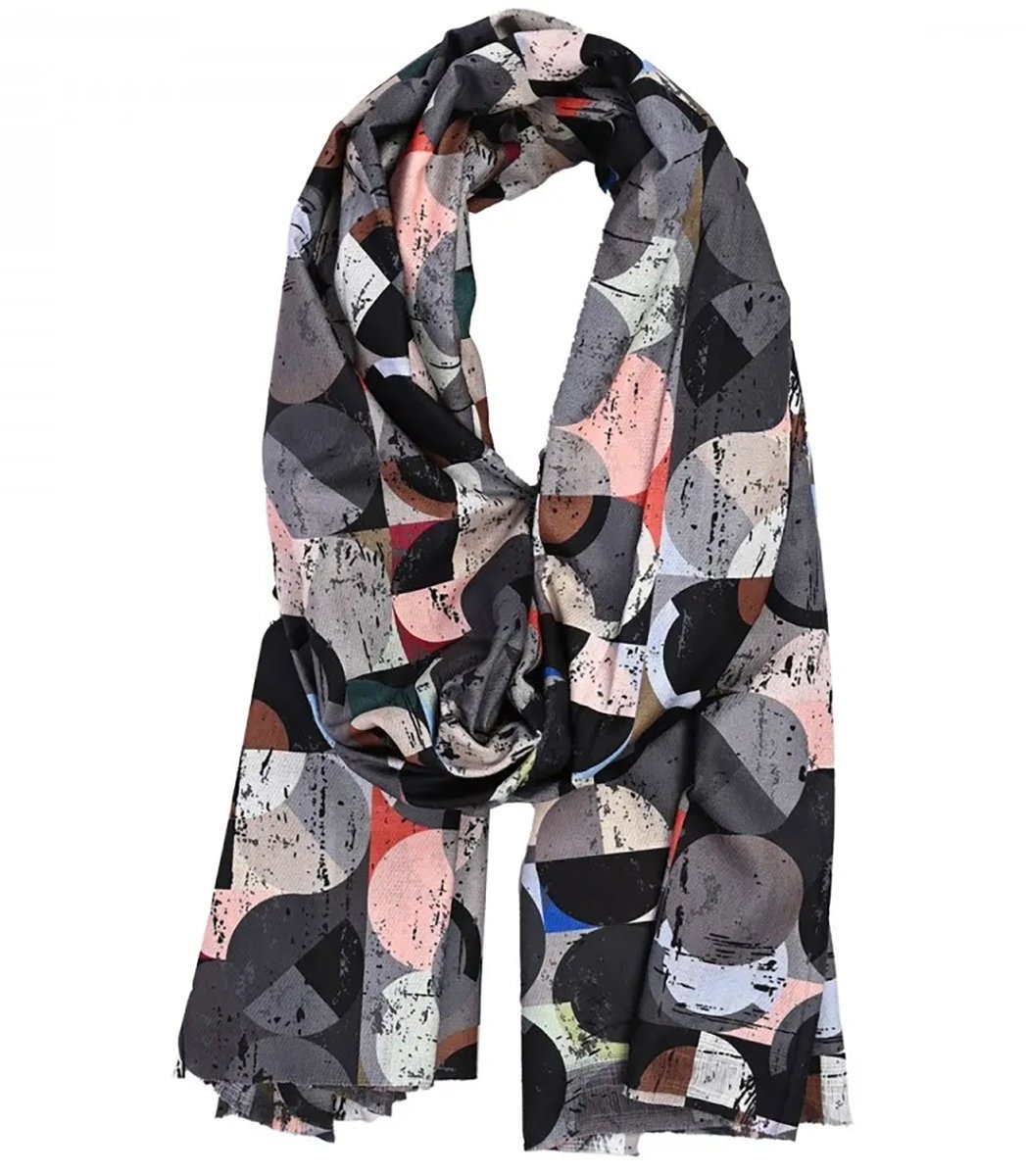 Ciepły stylowy szal szalik geometryczny wzór miękki gładki 180x75 cm