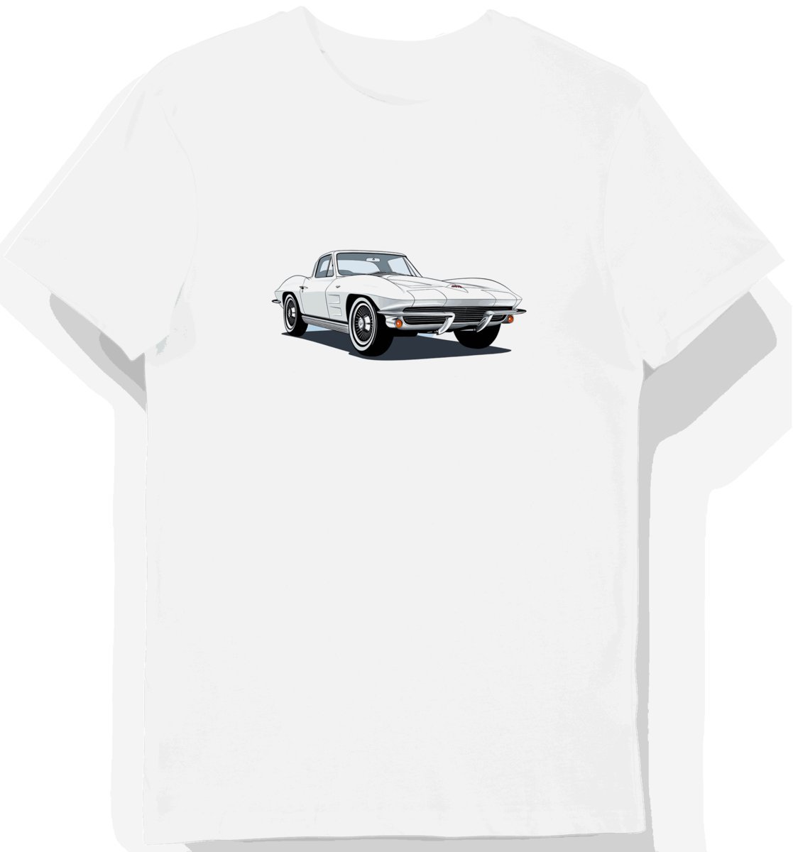Koszulka męska biała z motywem klasycznej Corvette 1963 M