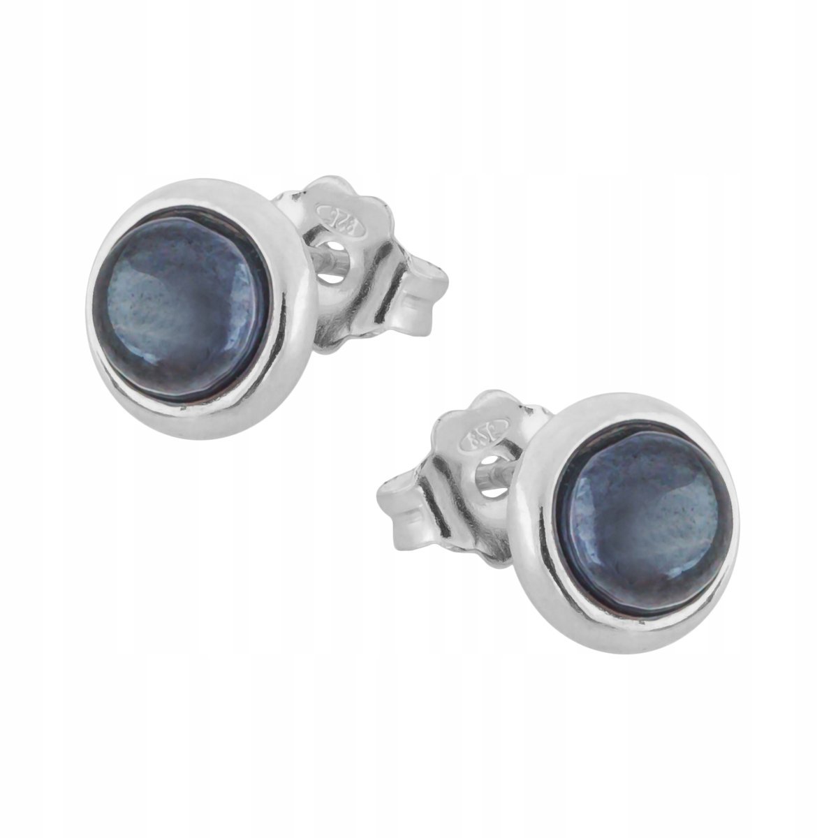 Kolczyki Srebrne pr. 925 Minimalistyczne z Krzemem Okrągłe na Sztyfcie