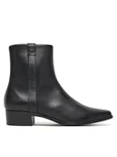 Botki damskie - Tommy Hilfiger Botki Th Leather Pointy Zip Bootie FW0FW08980 Czarny - miniaturka - grafika 1