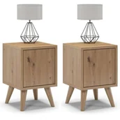 Szafki nocne - Szafki nocne na nóżkach, zamknięte, SKAND, 30x30x45 cm, dąb, mat - miniaturka - grafika 1