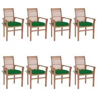 Fotele i krzesła ogrodowe - vidaXL Lumarko Krzesła stołowe z zielonymi poduszkami, 8 szt., drewno tekowe! 3072993 - miniaturka - grafika 1
