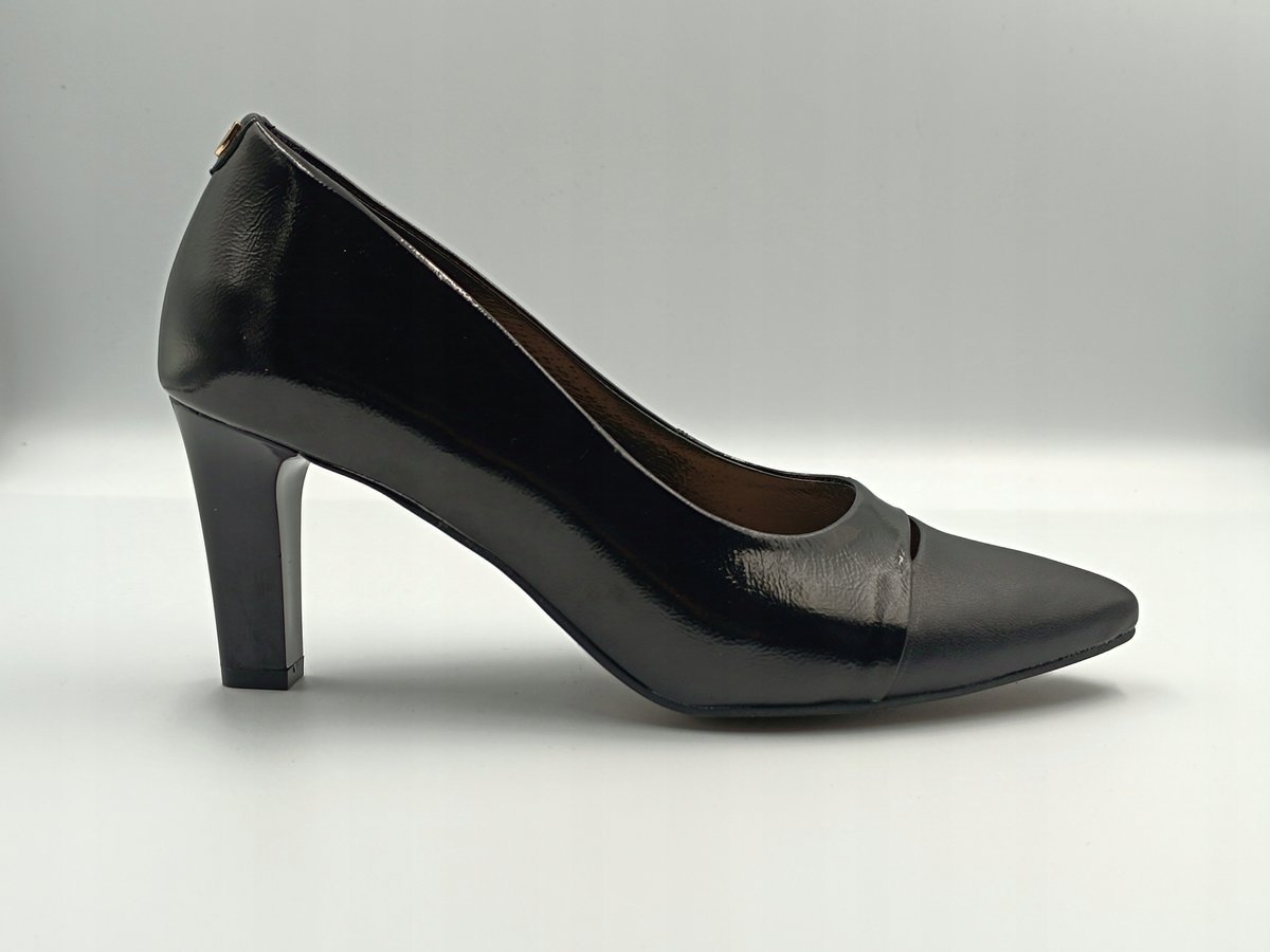 Stylowe czarne skórzane szpilki polska marka PULSO r. 36