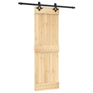 Drzwi przesuwne z osprzętem, 70x210 cm, lite drewno sosnowe 8721012081796 - Drzwi wewnętrzne - miniaturka - grafika 3