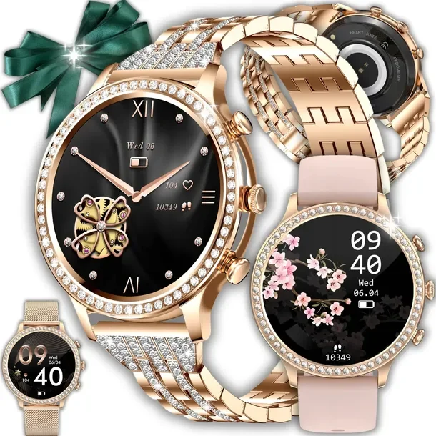 Smartwatch Zegarek Damski Cyrkonie Ciśnienie Tlen Kroki Rozmowy Ppg Menu Pl