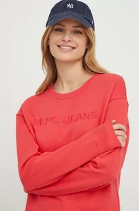 Pepe Jeans bluza bawełniana Hanna damska kolor czerwony z aplikacją - Bluzy damskie - miniaturka - grafika 1