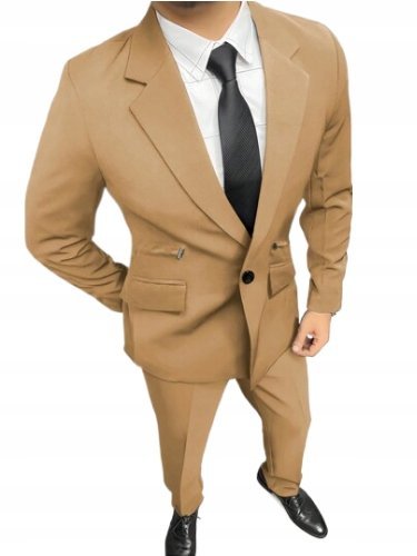 SHEIN GARNITUR MESKI BEŻOWY GŁADKI ELEGANCKI S ŁME