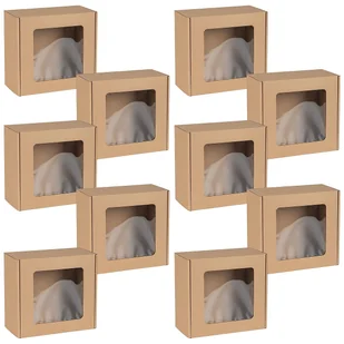 Kwadratowe pudełko fasonowe z okienkiem, pudełko prezentowe 20x20x10 cm x10 - Zestawy upominkowe - miniaturka - grafika 1