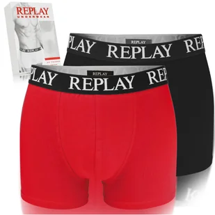 Replay Bokserki Męskie Majtki 2 sztuki Bawełna Czarne Kolor Logo Roz. XXL - Majtki męskie - miniaturka - grafika 1