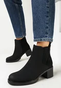 Botki damskie - Czarne Botki na Niskim Słupku Raansela - miniaturka - grafika 1