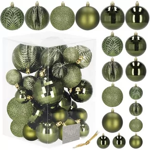 Bombki choinkowe 33 szt. zawieszki na choinkę 8/6/4cm ozdoby świąteczne zielone - Bombki - miniaturka - grafika 1