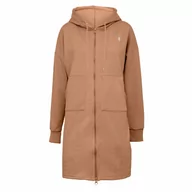 Bluzy damskie - Długa bluza rozpinana damska z kapturem tunika beżowa Captain Mike XXL - miniaturka - grafika 1