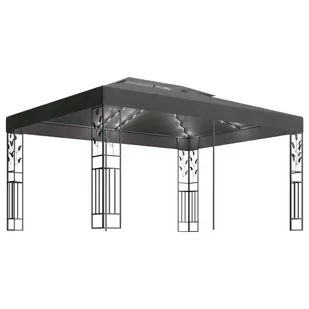 vidaXL Altana z podwójnym dachem i sznurem lampek LED, 3x4 m, antracyt - Altany ogrodowe - miniaturka - grafika 1