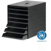 Półki na dokumenty - Pojemnik z 7 szufladami z osłoną IDEALBOX PLUS A4 antracytowy /1712001058/ - miniaturka - grafika 1