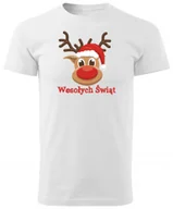 Koszulki męskie - Biała Koszulka Świąteczna Mikołaja Renifer Xxl Y4 - miniaturka - grafika 1