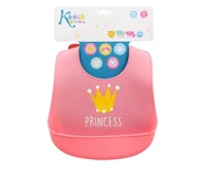 Śliniaki i fartuszki - Kiokids Kiokids Silikonowy śliniak z kieszonką Girl 4m+ - miniaturka - grafika 1