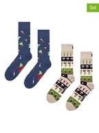 Skarpetki męskie - Happy Socks Skarpety (2 pary) w kolorze granatowo-beżowym - miniaturka - grafika 1