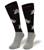 Skarpetki damskie - Skarpety jeździeckie SPJMW, czarne w jednorożce, 35/38 - miniaturka - grafika 1