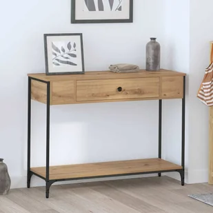 vidaXL Konsola dąb artisan 100 x 34.5 x 75 cm Materiał drewnopochodny - Konsole i sekretarzyki - miniaturka - grafika 1