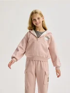 Bluzy dla dziewczynek - Reserved - Dzianinowa bluza Pusheen - brudny róż - miniaturka - grafika 1