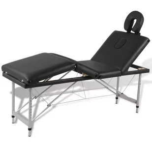 vidaXL vidaXL Czarny składany stół do masażu 4 strefy z aluminiową ramą - Stoły i łóżka do masażu - miniaturka - grafika 1