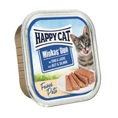 Mokra karma dla kotów - HAPPY CAT Minkas Duo Mokra karma dla kota dorosłego, Wołowina i Łosoś, Pasztet 16x100 g - miniaturka - grafika 1