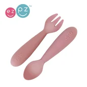 Sztućce dla dzieci - EZPZ Komplet silikonowych sztućców Mini Utensils pastelowy róż - miniaturka - grafika 1