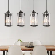 Lampy sufitowe - NETTLIFE Nowoczesna czarna kryształowa lampa wisząca nad stół jadalny 4 płomienie E27 - miniaturka - grafika 1