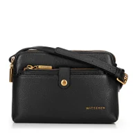 Torebki damskie - Damska torebka crossbody ze skóry dwukomorowa czarna - miniaturka - grafika 1