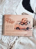 Pamiątka Chrztu Świętego - ALBUM MIŚ W VANIE z metryczką, prezent na Roczek, Chrzest, narodziny - miniaturka - grafika 1