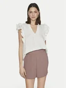 Bluzki damskie - Vila Bluzka Tovan 14093835 Biały Regular Fit - miniaturka - grafika 1