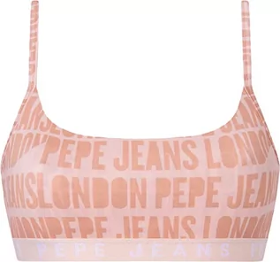 Biustonosze - Pepe Jeans damski Allover Logo Str Brlt Biustonosz, Cukier klonowy, L - grafika 1