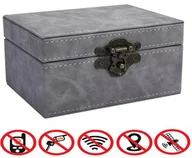 Pudełka i akcesoria na płyty CD - DUŻE PUDEŁKO BLOKUJĄCE SYGNAŁ KLUCZYK KLATKA FARADAYA KEYLESS RETRO SZARY - miniaturka - grafika 1