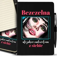 Notesy i bloczki - Notes A5 Czarny + Długopis BEZCZELNA ZADOWOLONA Wz - miniaturka - grafika 1