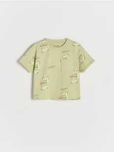 Reserved - T-shirt z kieszonką - jasnozielony - Bluzki dla niemowląt - miniaturka - grafika 1