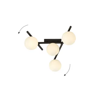 Emibig Lighting czarny krótki żyrandol szklane kule SMART 4 BLACK/OPAL 1103/4 nowoczesna lampa sufitowa czarno-biała do sypialni 1103/4 - Lampy sufitowe - miniaturka - grafika 3