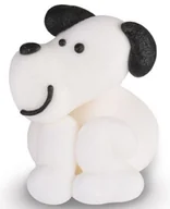 Dodatki do ciast w proszku - Figurka cukrowa Biały piesek z czarnym uszkiem 2,5cm 6g - Modecor - miniaturka - grafika 1