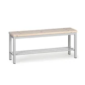 Meble do szkół i przedszkoli - B2B Partner Ławka szatniowa z pólką na buty, siedzisko - listwy, długość 1000 mm, szara 179321 - miniaturka - grafika 1