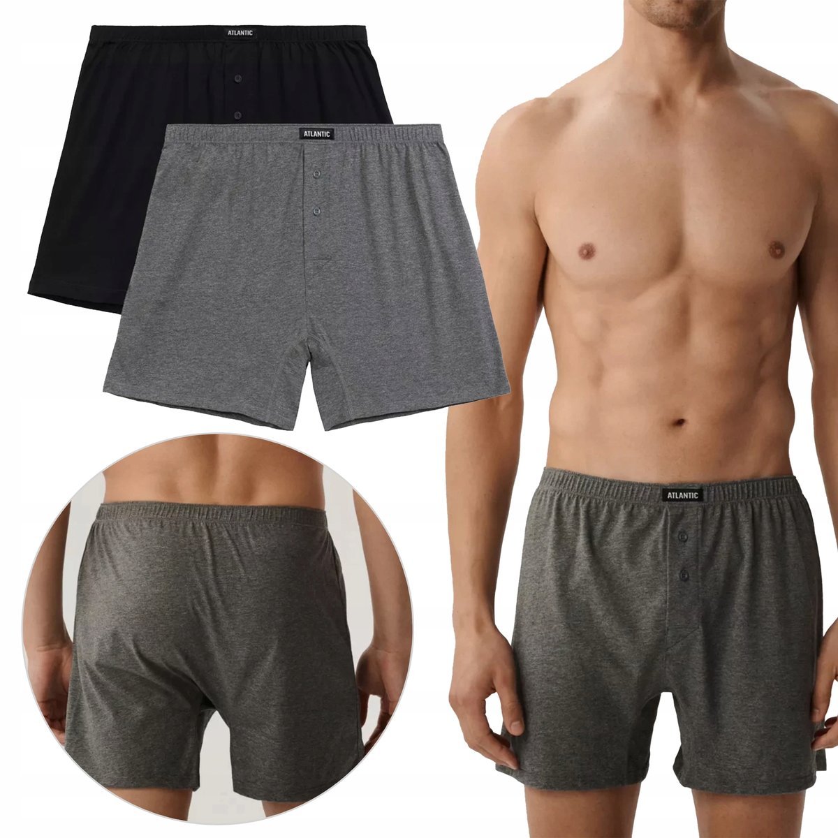 Bokserki Męskie 2BMB-003 2-Pack Bawełniane Luźne Wygodne Klasyczne *XL