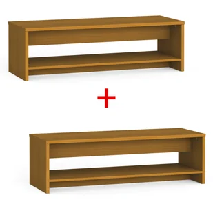 Ławka szatniowa z półka na obuwie 1+1 GRATIS, wzmocniona, 1500 mm, czereśnia - Wyposażenie sportowe i gimnastyczne - miniaturka - grafika 1